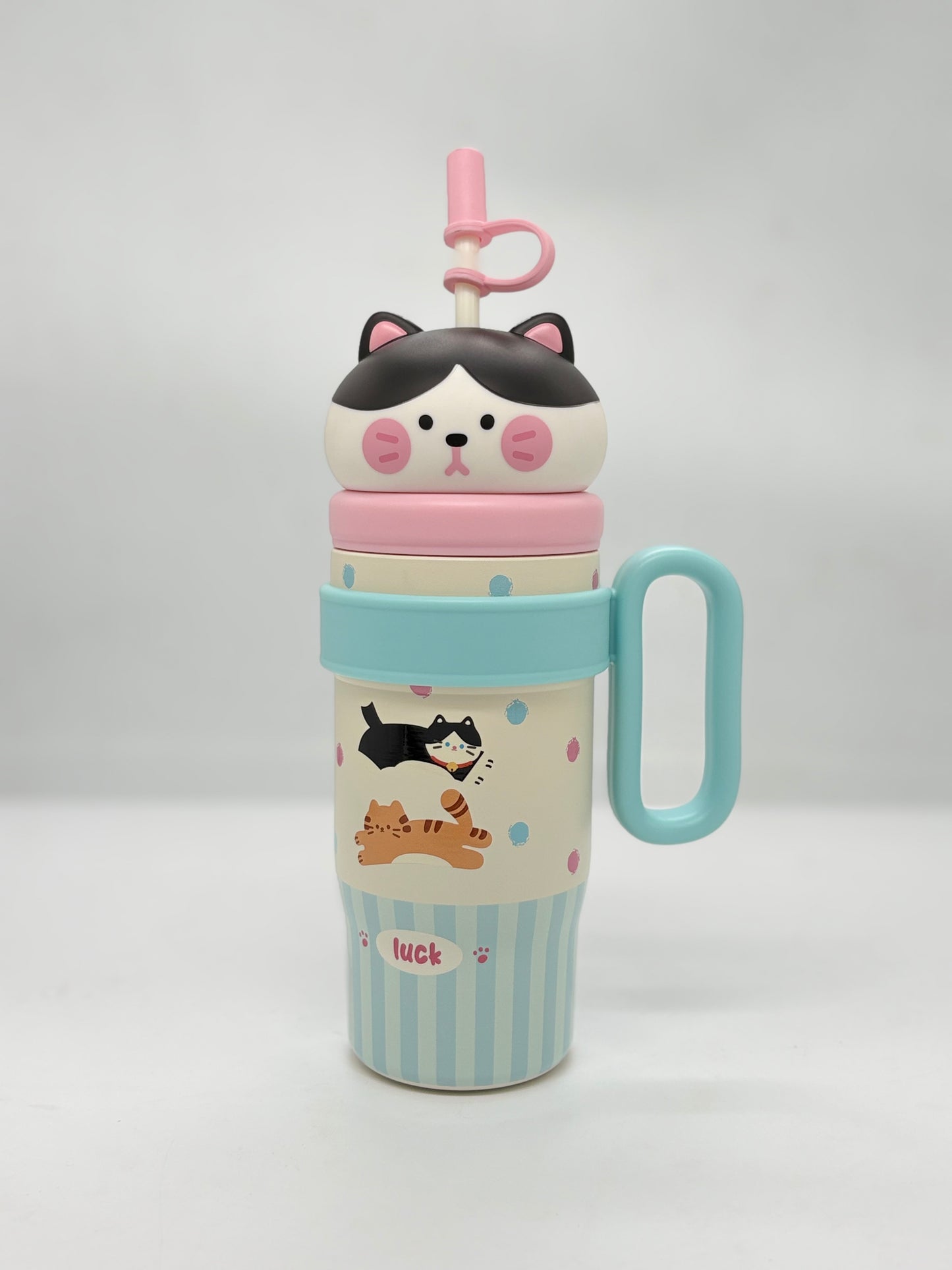 Cute Character 3D Lid Insulated Sipper Tumbler 800ml with Handle
