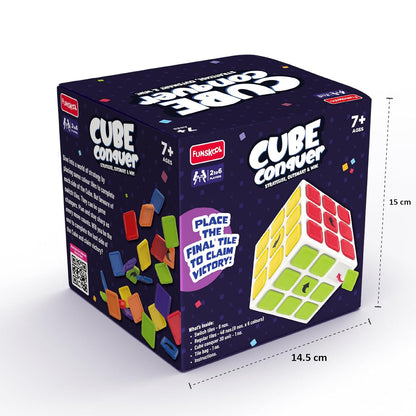 Funskool Cube Conquer, Strategic & Mind Challenging Cube Game for Kids and Adults, Learning & Development Toy for 2-6 Players, Ages 7+, Easy to Learn, Multicolour, Game Nights, Gift Set for Kids