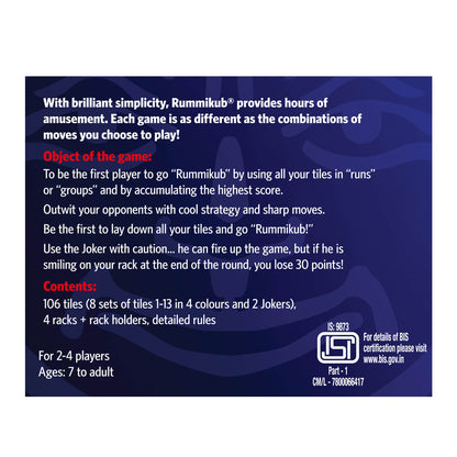 Funskool Original Rummikub Number, Classic Tile Game for Kids, 2-4 Players, Educational, Fun & Engaging, Perfect for Family Game Nights, Fast-Paced and Easy to Learn, Gift Set for Kids, Ages 7+ Years