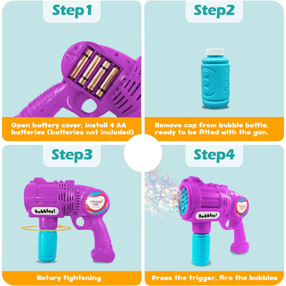 Rowan Bubble Blaster with Solution Bottle, Purple, 3Y+ | Soft Plush Toy for Kids | Cute, Safe & Gift-Friendly