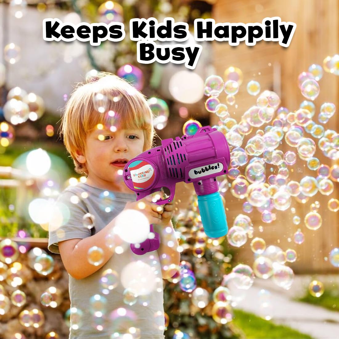 Rowan Bubble Blaster with Solution Bottle, Purple, 3Y+ | Soft Plush Toy for Kids | Cute, Safe & Gift-Friendly