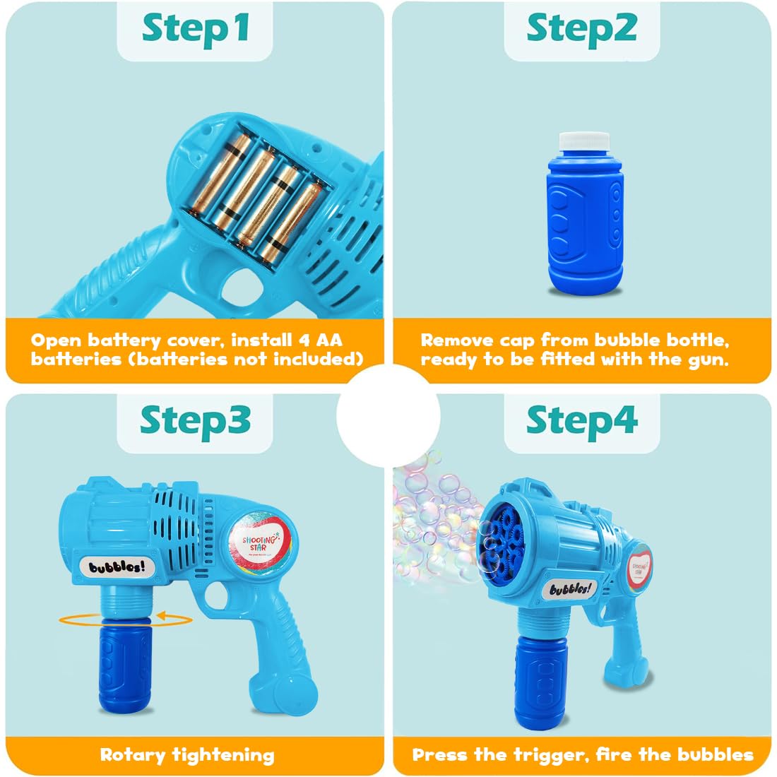 Rowan Bubble Blaster with Solution Bottle, Blue, 3Y+ | Soft Plush Toy for Kids | Cute, Safe & Gift-Friendly