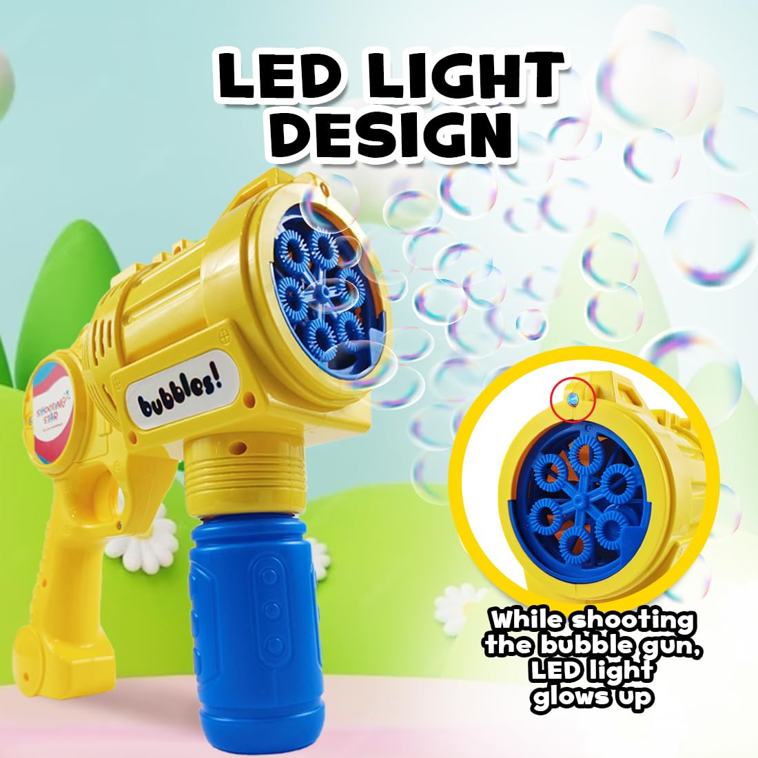 Rowan Bubble Blaster with Solution Bottle, Yellow, 3Y+