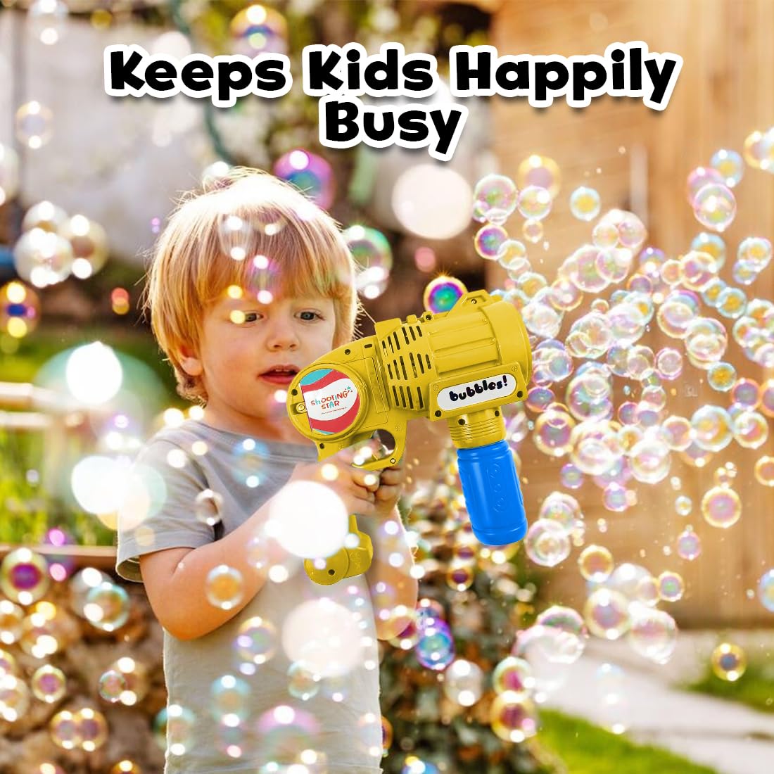 Rowan Bubble Blaster with Solution Bottle, Yellow, 3Y+