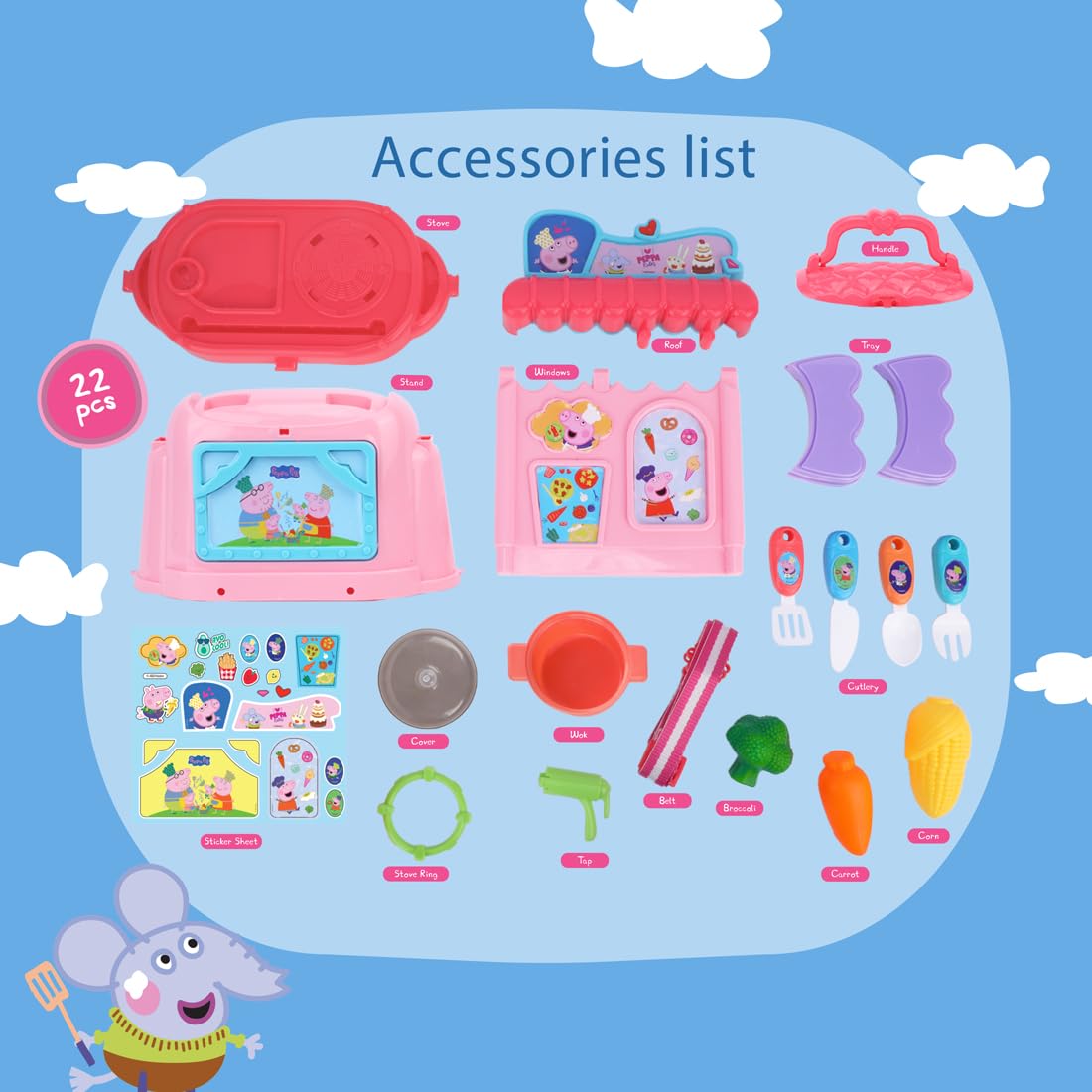 Peppa Pig Kitchen Playset with 22 Accessories