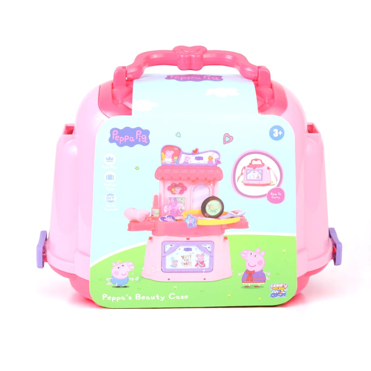 GENIE'S TOY BUS Peppa Pig Beauty Playset – Pretend Makeup & Hair Styling Toy with Mirror, Comb, Hair Clip, Dryer & Styling Tools Like Perfume & Lipstick I Official Licensed Peppa Pig Gift for Girls