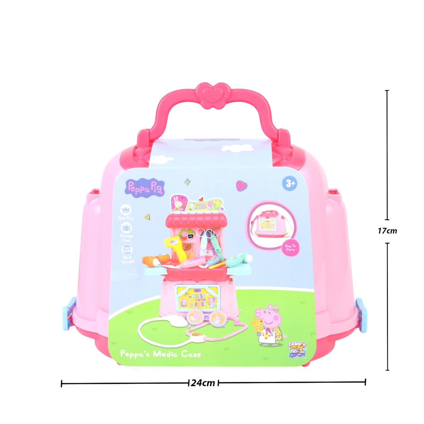 GENIE'S TOY BUS Peppa Pig Doctor Play Toyset| Official Licensed Medical Kit with Stethoscope, Thermometer & Accessories | Pretend Play Toy for Girls & Boys | Ages (3+)