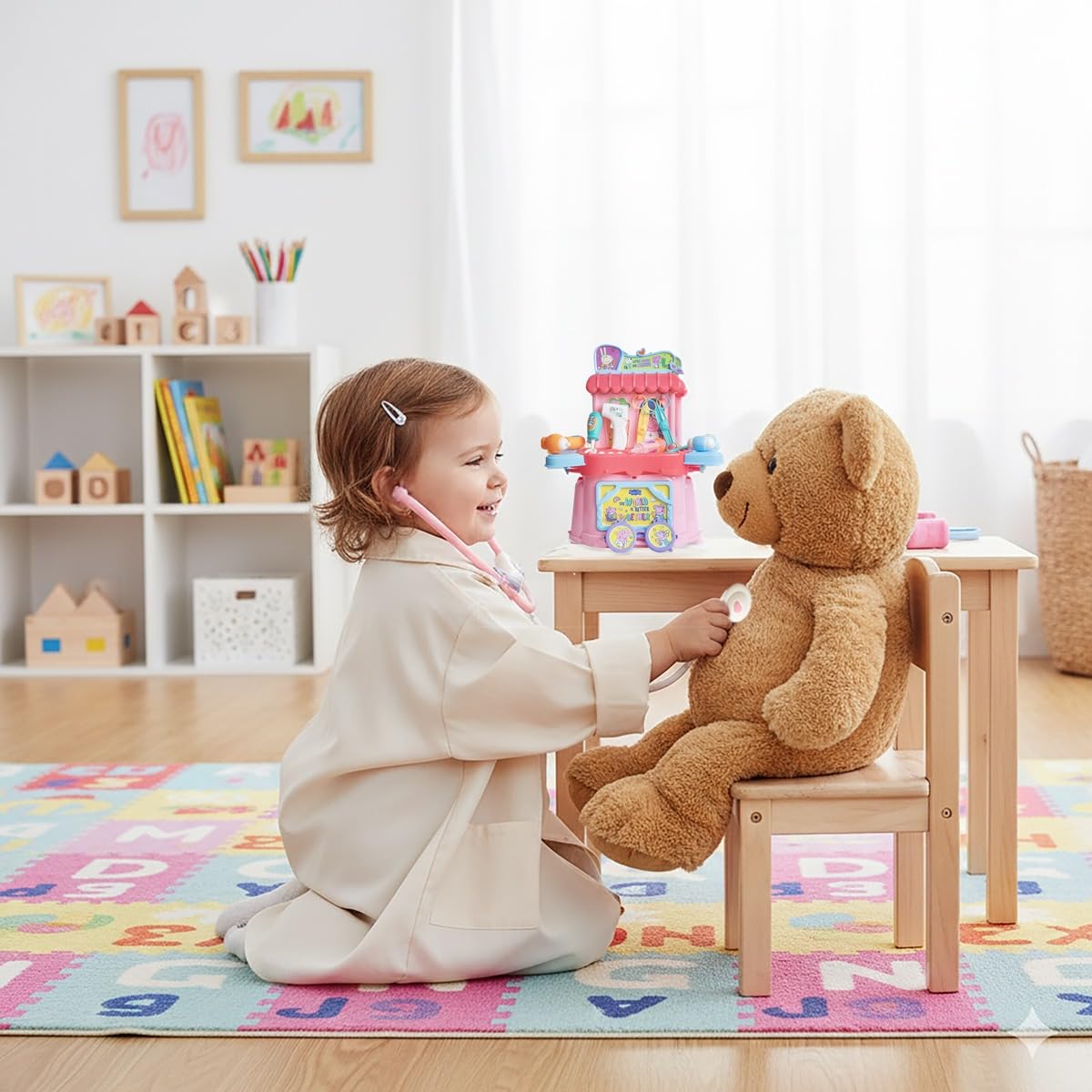 GENIE'S TOY BUS Peppa Pig Doctor Play Toyset| Official Licensed Medical Kit with Stethoscope, Thermometer & Accessories | Pretend Play Toy for Girls & Boys | Ages (3+)