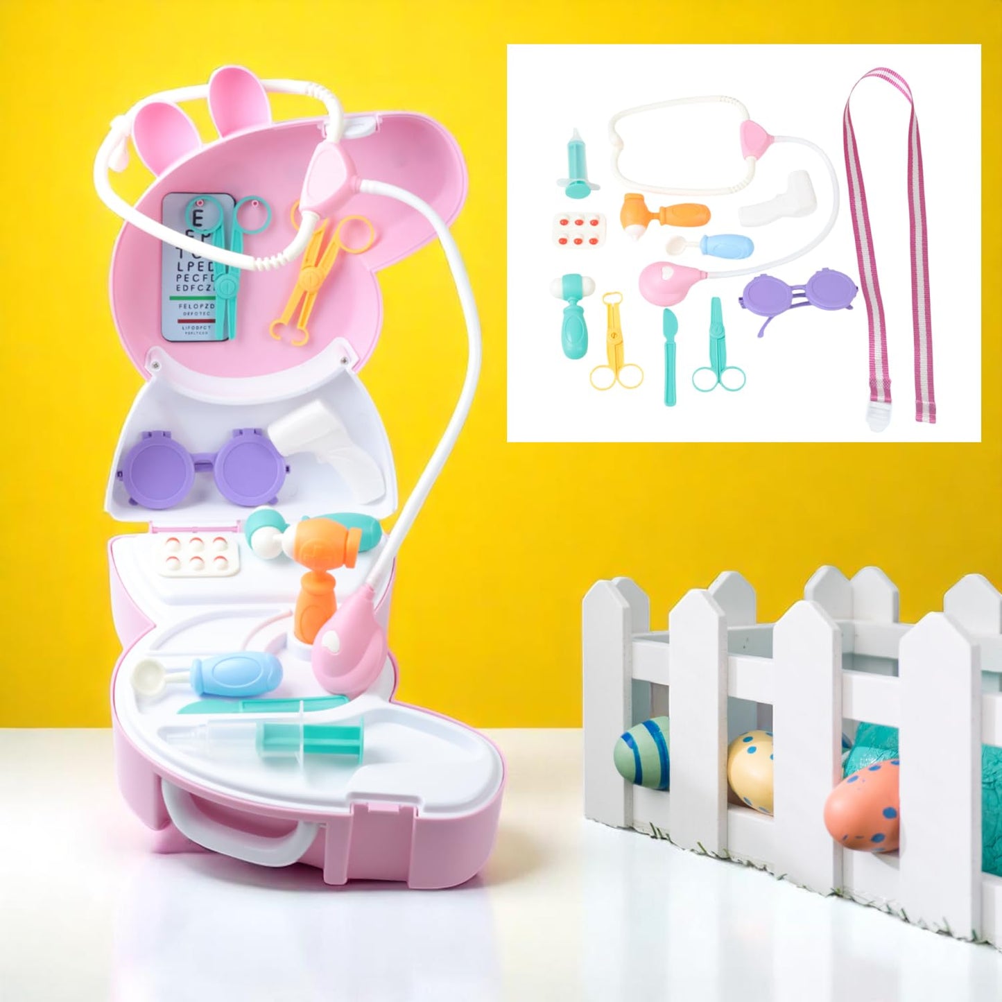 GENIE'S TOY BUS Peppa Pig Doctor Case Playset | Official Licensed Medical Kit with Stethoscope, Thermometer &15+ Accessories | Pretend Play Toy for Girls & Boys | Ages (3+) I Set for Kids