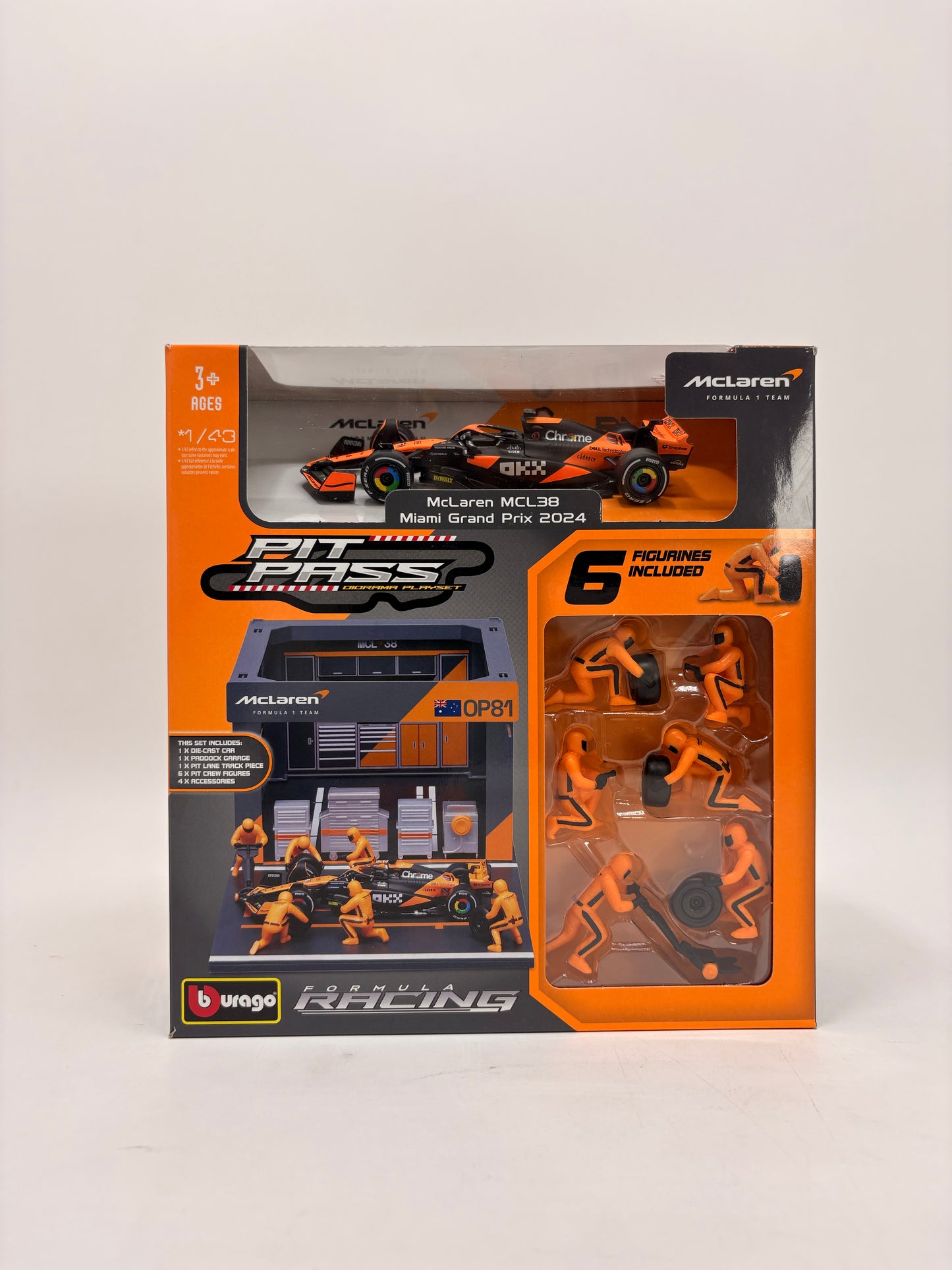 Bburago Original Formula 1 Pit Lane Garage Set with 1:64 Die Cast Car