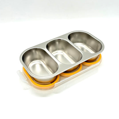 Stainless Steel 3-Compartment Snack & Lunch Box (810ml)