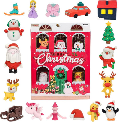 Merry Christmas Santa and Friends Eraser Figurine Set
