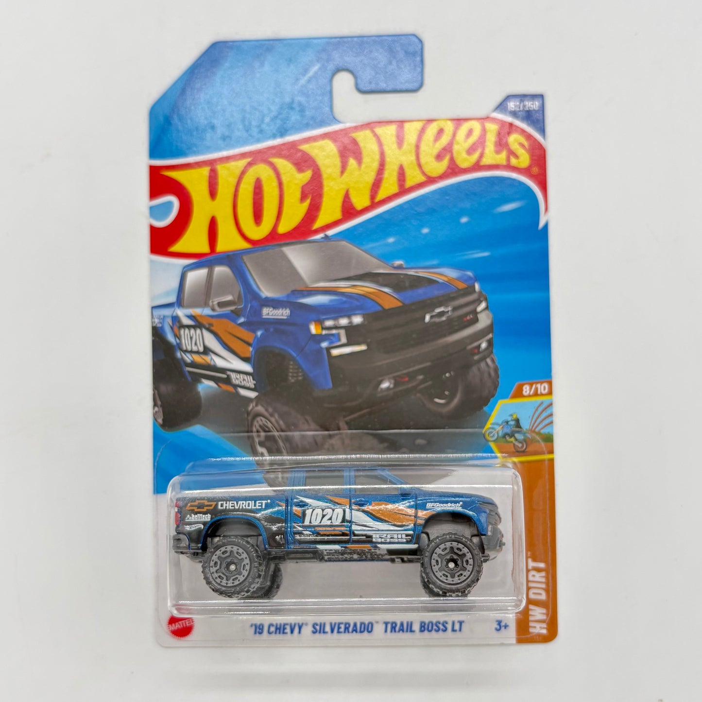 Hot Wheels 1:64 Die-Cast Set of 4 - 19 Chevy Silverado Trail Boss LT, 96 Dodge Viper GTS, Cruise Bruiser, Honda Motocompo