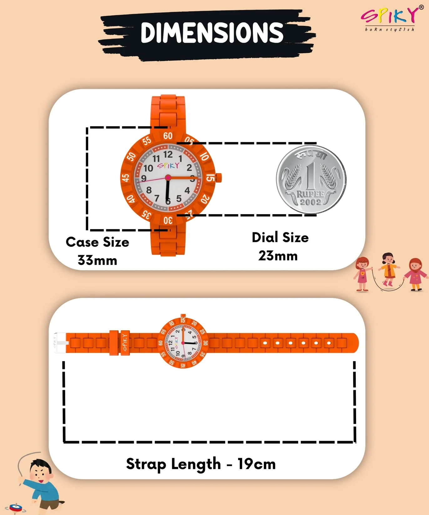 Spiky Kids Analog Watch Rotating Bezel and 30M Water Resistant