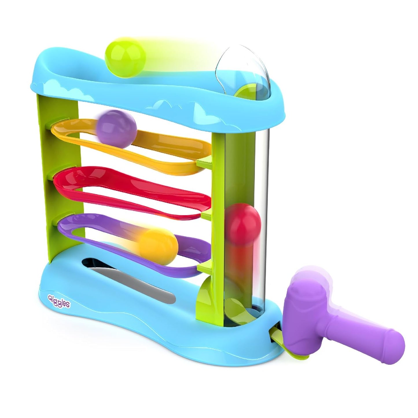 Giggles Funskool Bash & Pop Slide Tower Hammer Toy with 4 Colourful Balls for Toddlers