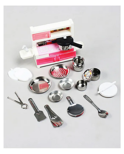 Green House Kids Kitchen Playset with Stainless Steel Utensils