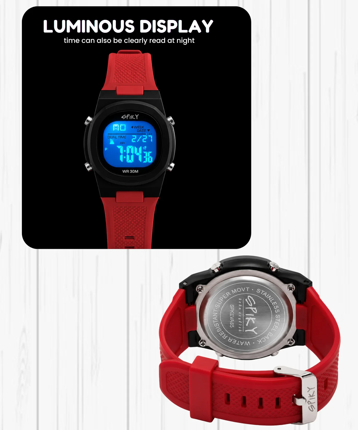 Spiky Spkeva65 Round Digital Sports Watch for Kids