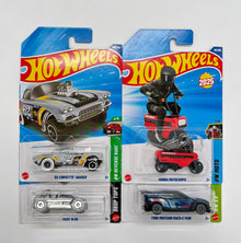 Hot Wheels 1:64 Die-Cast Set of 4 - Corvette Gasser, Motocompo, Pass N Go, Mach-E 1400