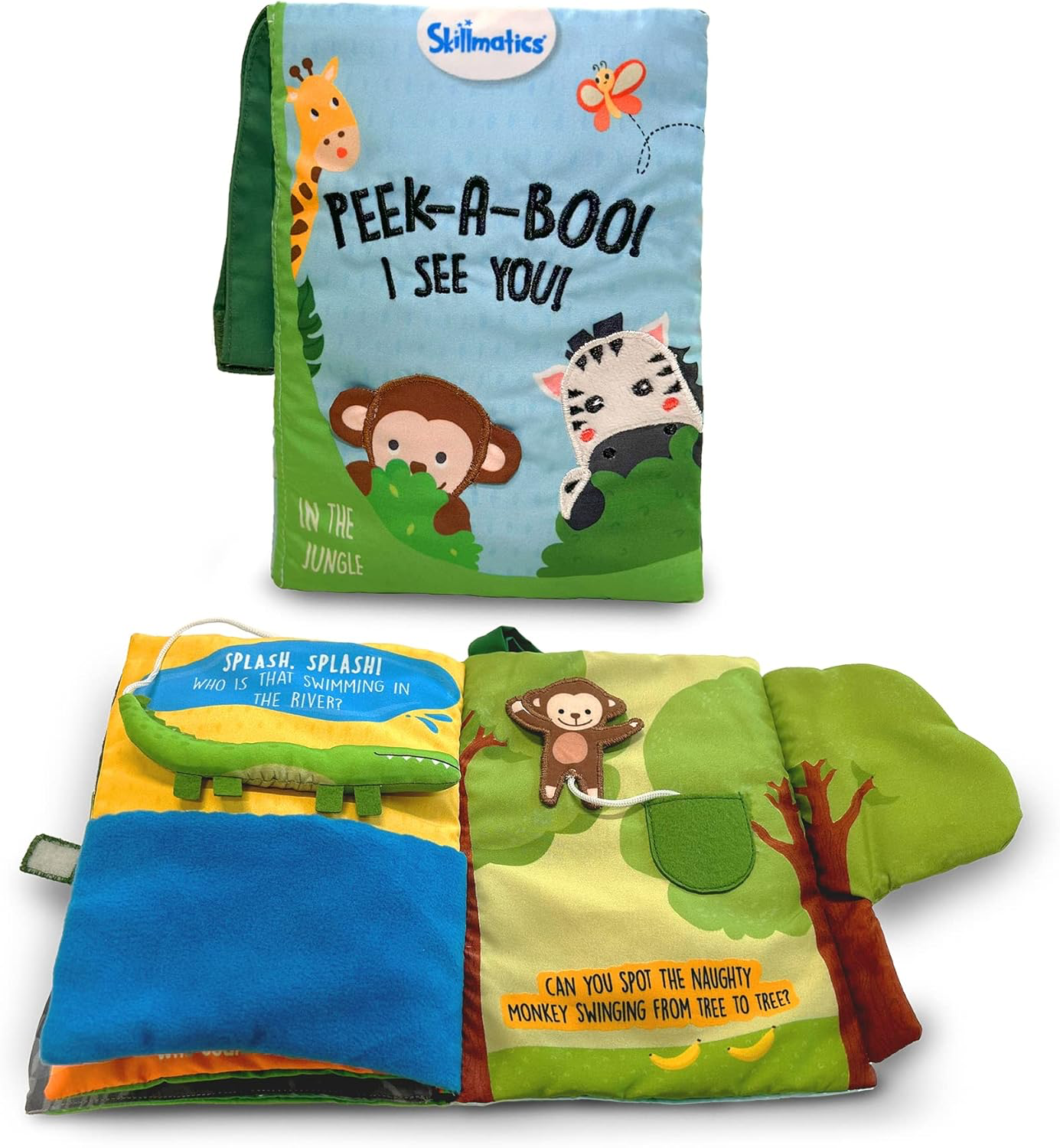 Skillmatics Peek-A-Boo! I See You! Jungle Theme Interactive Soft Cloth Book.