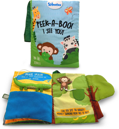 Skillmatics Peek-A-Boo! I See You! Jungle Theme Interactive Soft Cloth Book.
