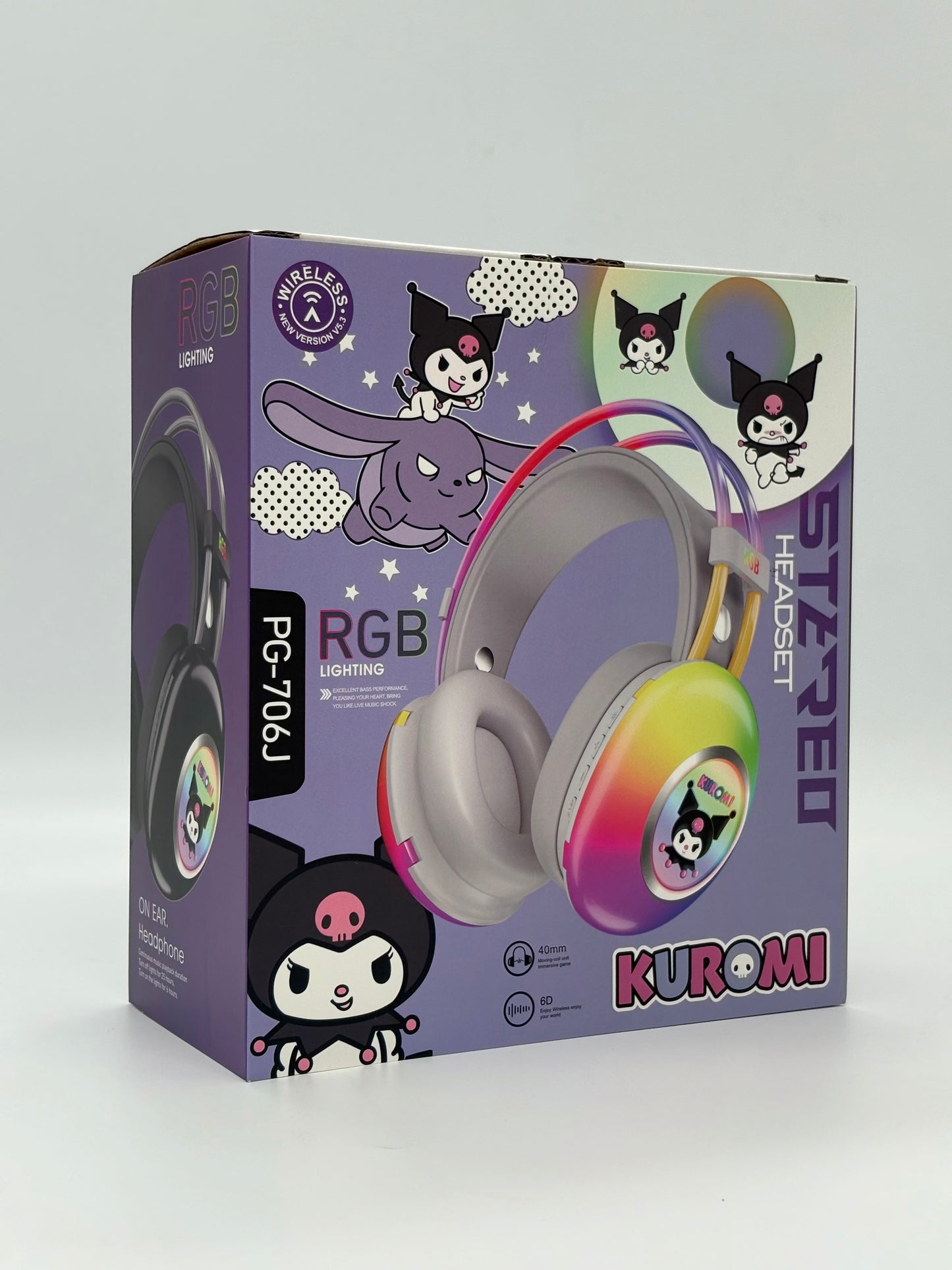 Kuromi Bluetooth Wireless Headphone with Lighting Effects