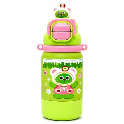 Cute Bear Insulated 2-in-1 Sipper Bottle with Cup 500ml