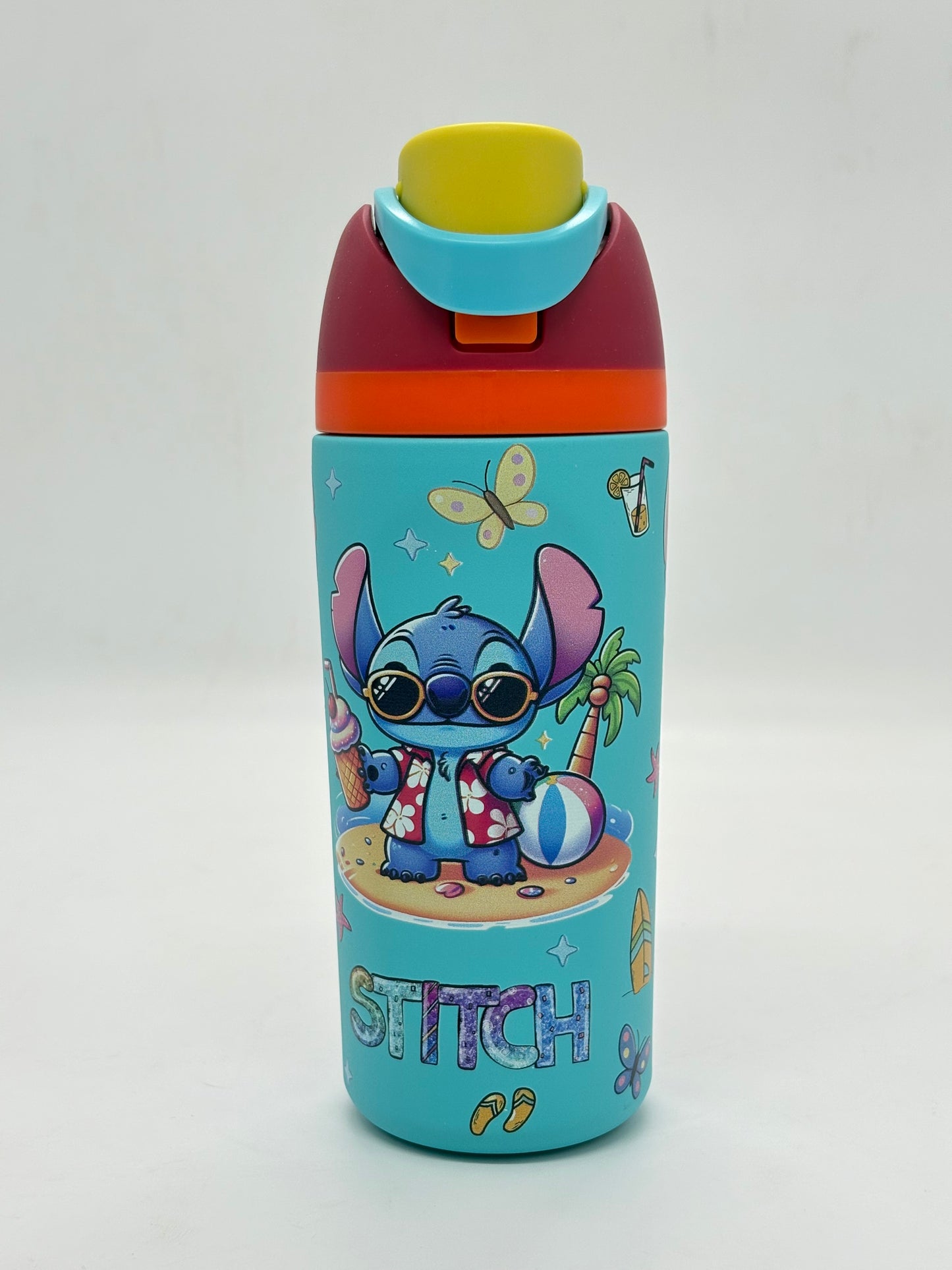 Cartoon Character Insulated Water Bottle 700ml with Push-Button Lid