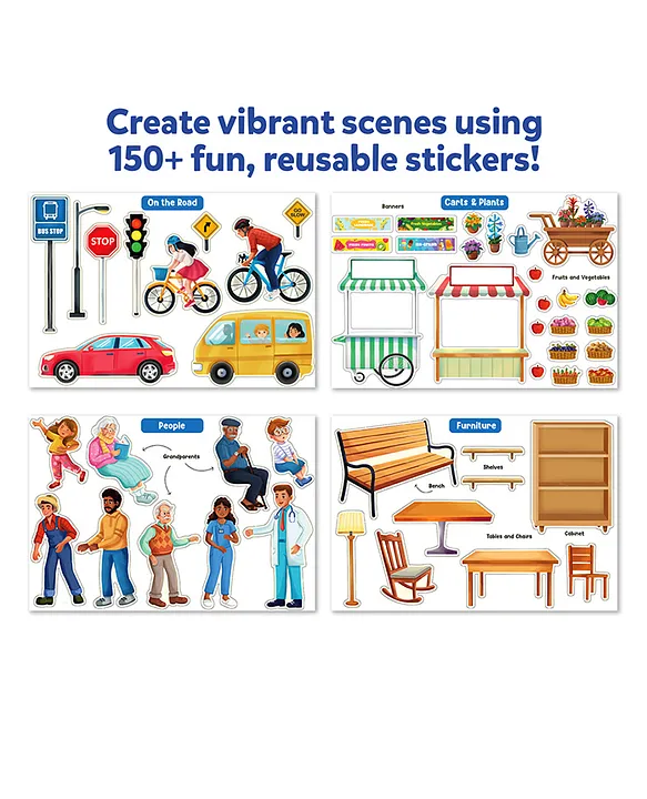 Skillmatics Sticker Stories Creative Activity Kit, 150+ Reusable Stickers