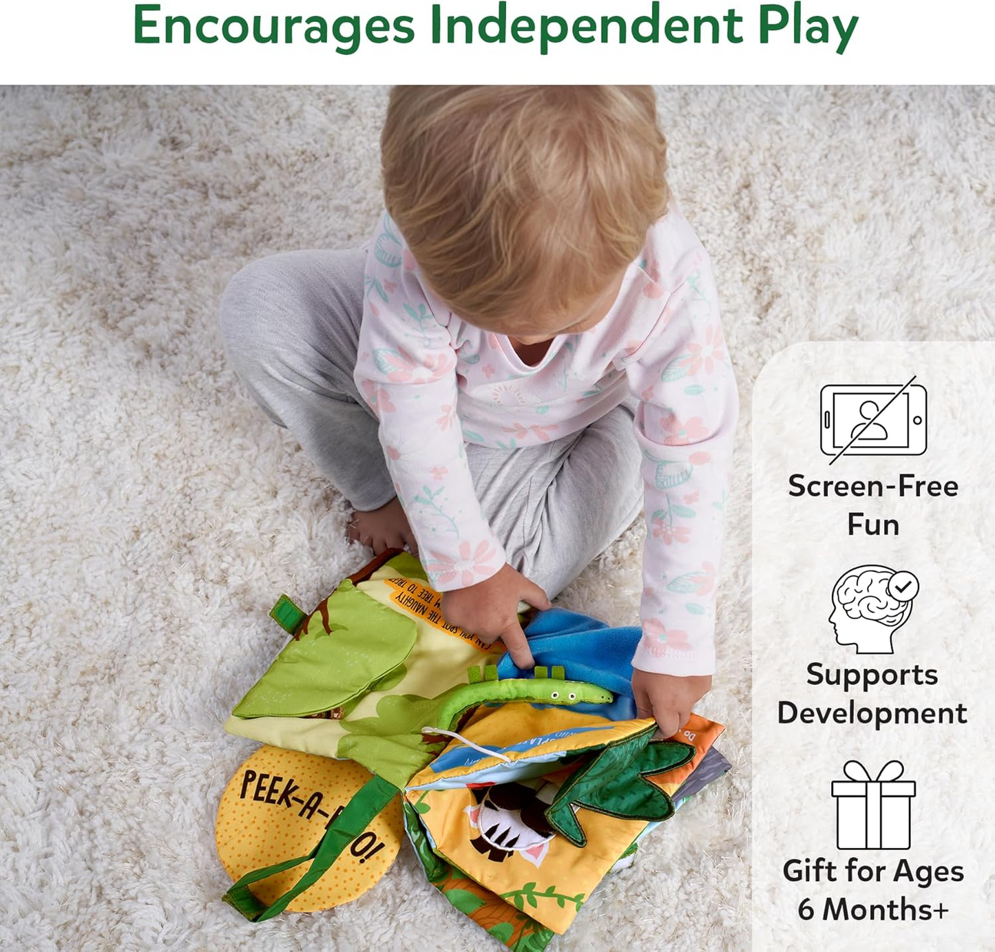 Skillmatics Peek-A-Boo! I See You! Jungle Theme Interactive Soft Cloth Book.