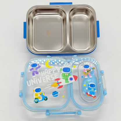 Happy Steel Lunch Box with 2 Compartment