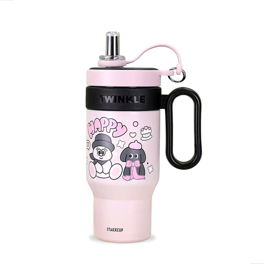 Twinkle Happy Insulated Tumbler with Handle and Straw – Starxcup