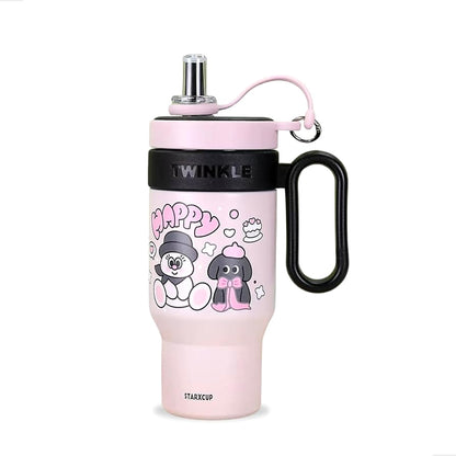 Twinkle Happy Insulated Tumbler with Handle and Straw – Starxcup