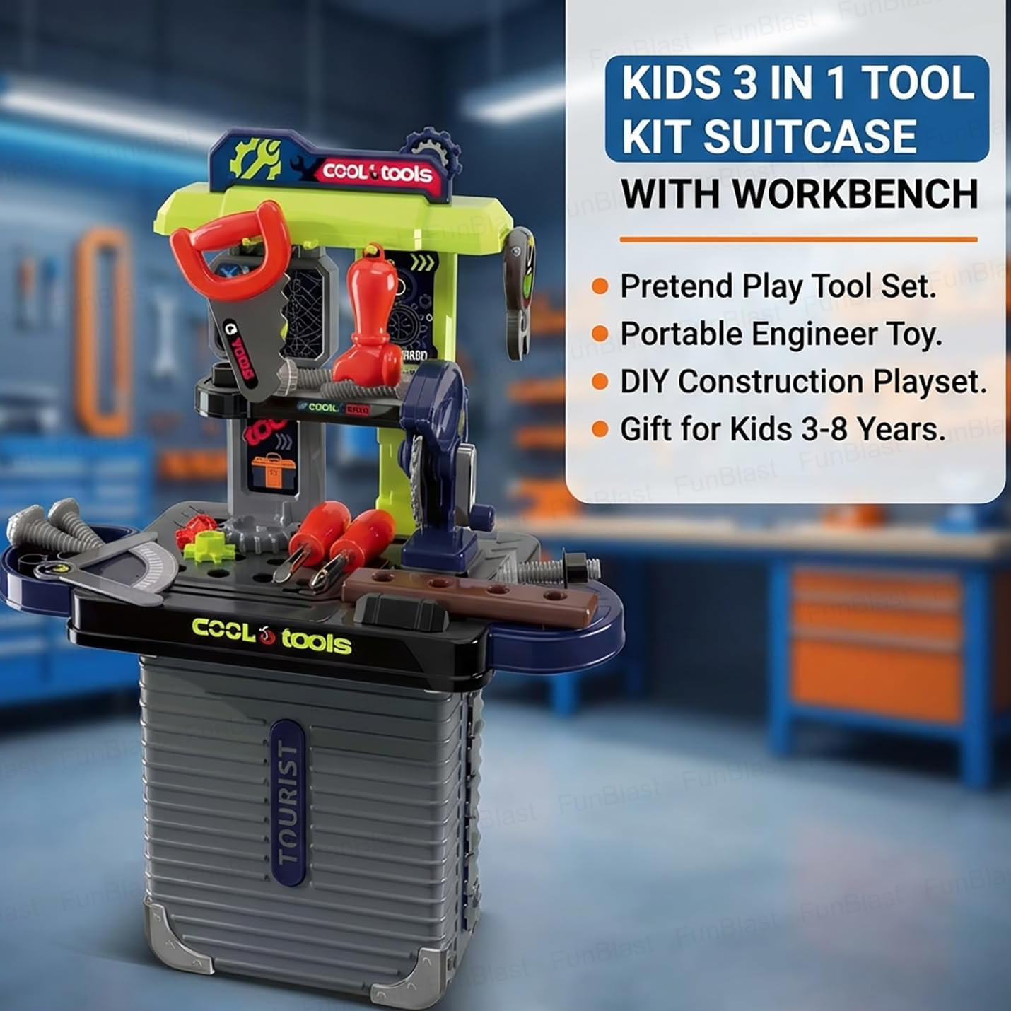 Cool Tools 3-1 Tool Kit Suitcase For Kids