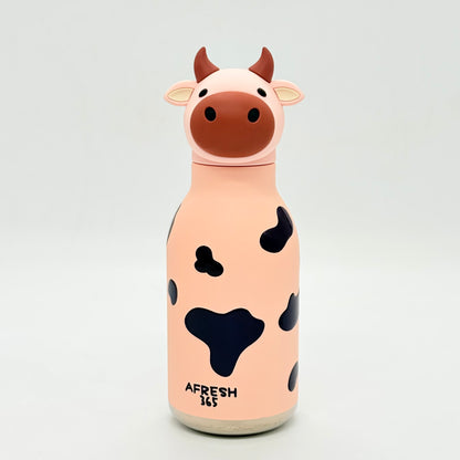 Cute Animal Insulated Bottle 450ml with Straw & Leak-Proof Lid