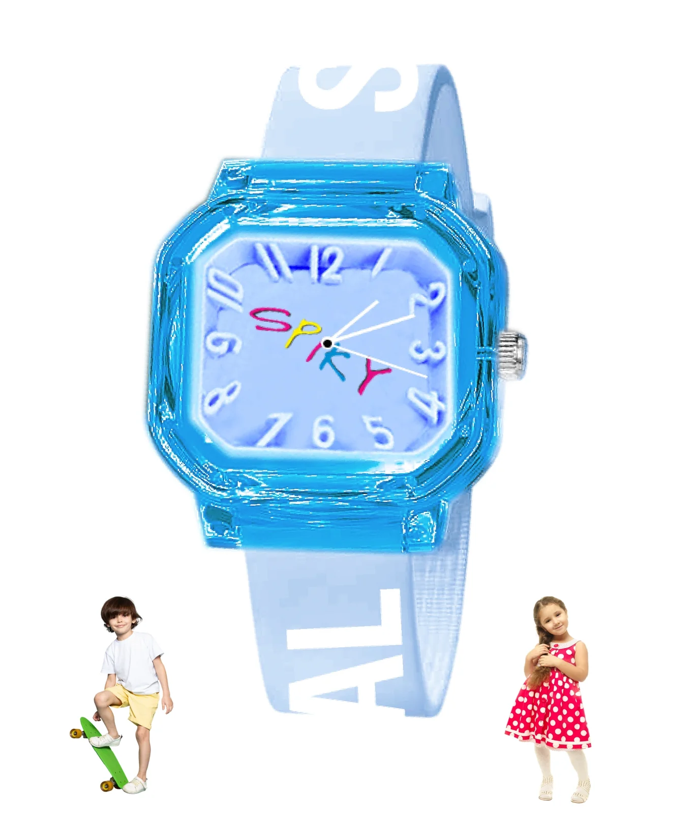 Spiky Square Analog Watch with Typography Strap