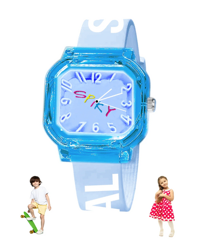 Spiky Square Analog Watch with Typography Strap