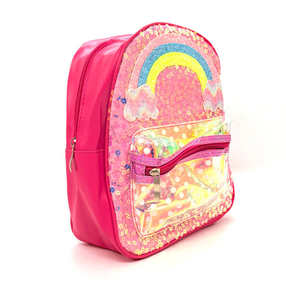 Girls Rainbow Glitter Sequin School Backpack