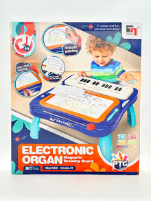 2-in-1 Electronic Organ and Magnetic Drawing Board Table
