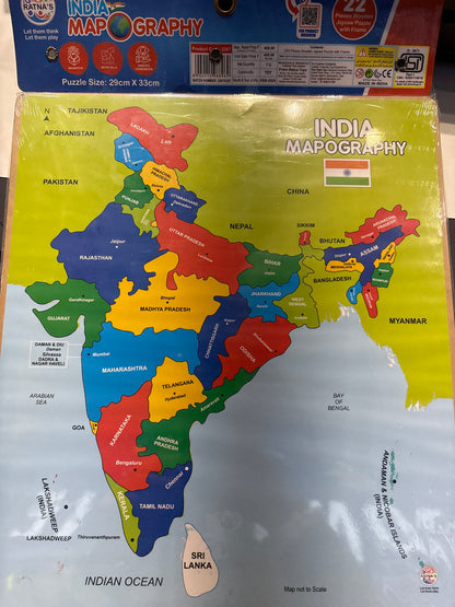 Ratna's Wooden India Map Puzzle 22 Pieces