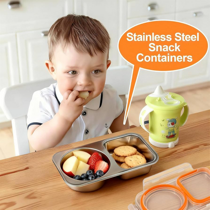 Stainless Steel 2-Compartment Snack & Lunch Box (450ml)