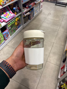 Glass Coffee Cup with Lid and Straw – Ribbed Sleeve 420ml