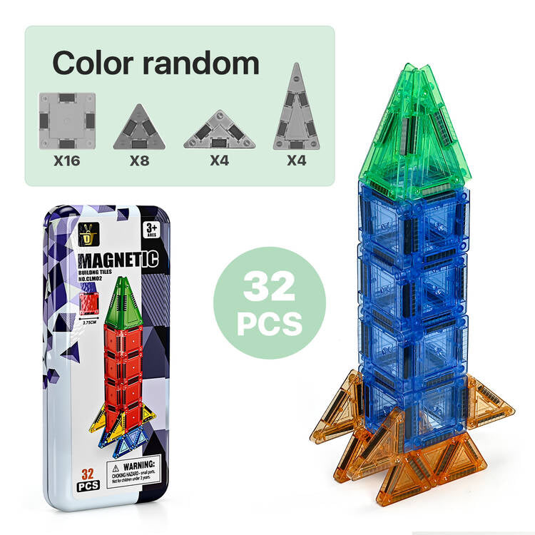Mini Magnetic Building Tiles Set – 32 Pcs
