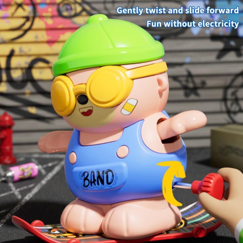 Cute Mini Skateboard Bear Wind Up Toy