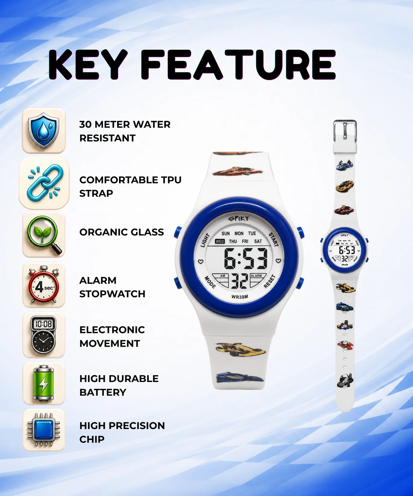 Spiky Spkeva50 Round Digital Sports Watch for Kids