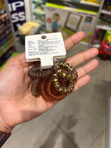 3 5cm Leopard Print Spiral Hair Tie 6 Pcs Coffee hairband