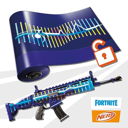 Nerf Fortnite Blue Shock Blaster, 10-Dart Clip, 10 Elite Nerf Darts, Includes Bonus Code to Unlock The Beat Wrap in The Game, Motorized Dart Blaster