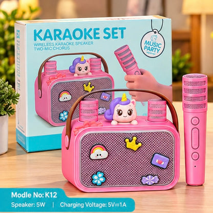 Bluetooth Unicorn Karaoke Speaker with Two Wireless Microphones