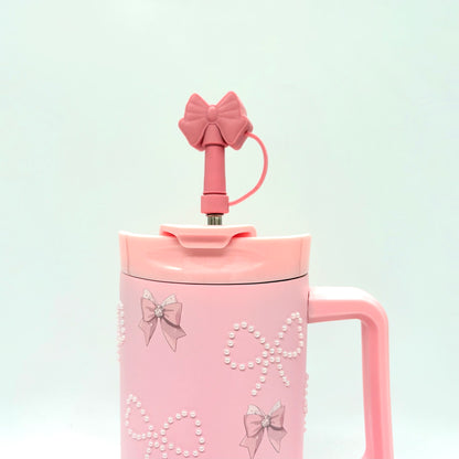 Sitarayuri Pearl Insulated Tumbler with Bow Charm and Handle