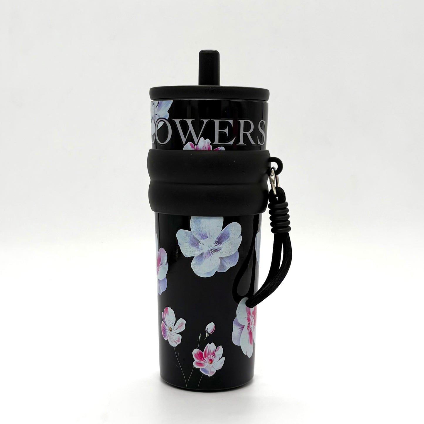Insulated Flower Print Tumbler with Straw – 710ml
