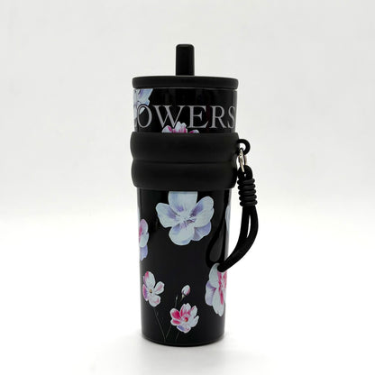 Insulated Flower Print Tumbler with Straw – 710ml